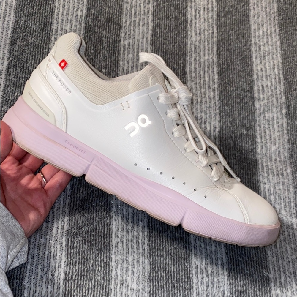 On Running Women's White and Pink Sneakers